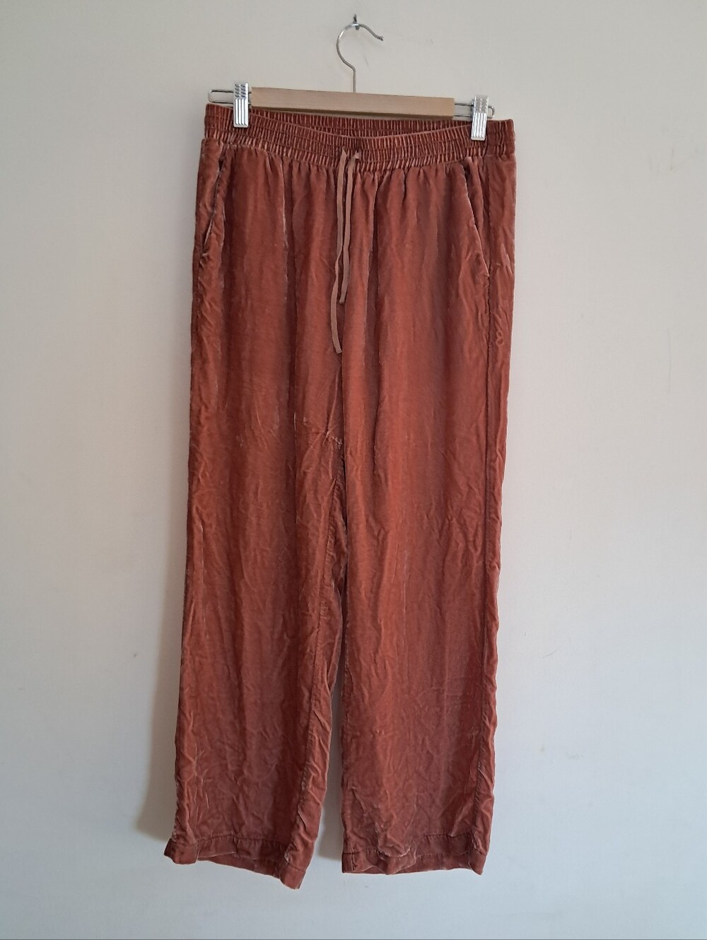 Jade Johnny Was Pants Women's Medium M Rust Orange Velvet Wide Leg Loungewear